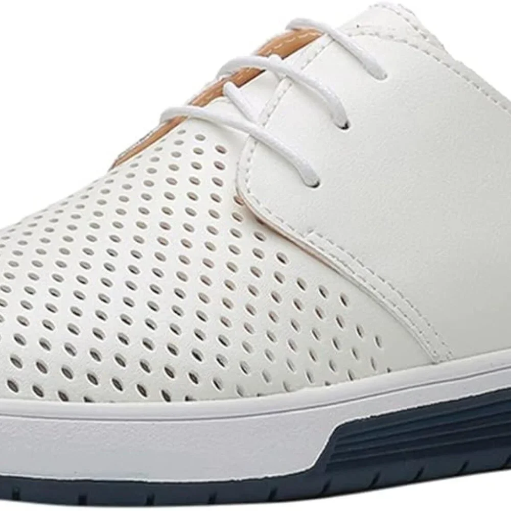 Santimon Men's US 7-10 White Casual Derby Shoes Breathable Non Slip‎ Sneakers